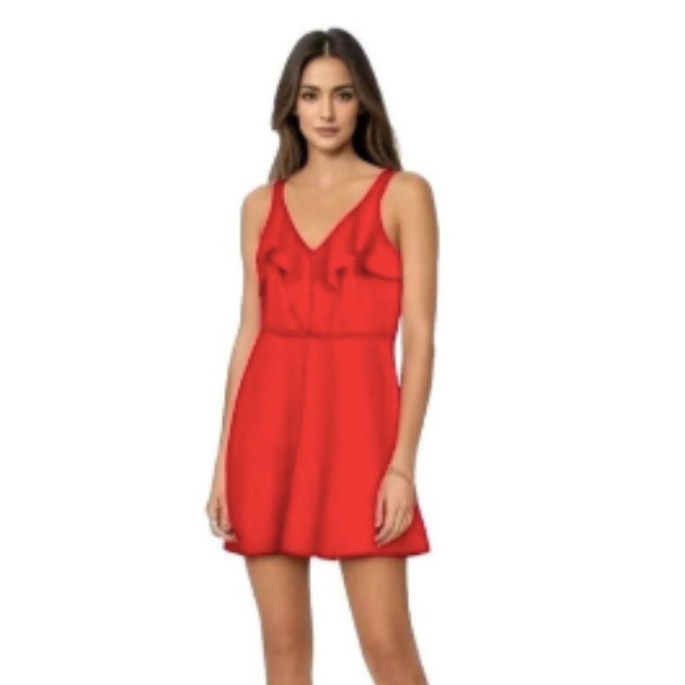 Adelyn Rae Fit & Flare Sleeveless Red Mini Dress Ruffle Size M